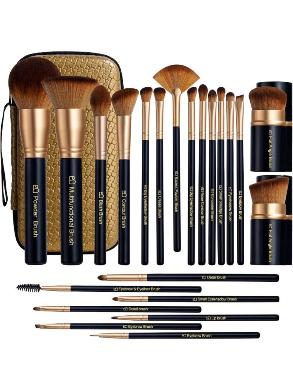 22-Piece Makeup Brush Set with Kabuki, Powder & Eyeshadow Brushes | Travel Kit